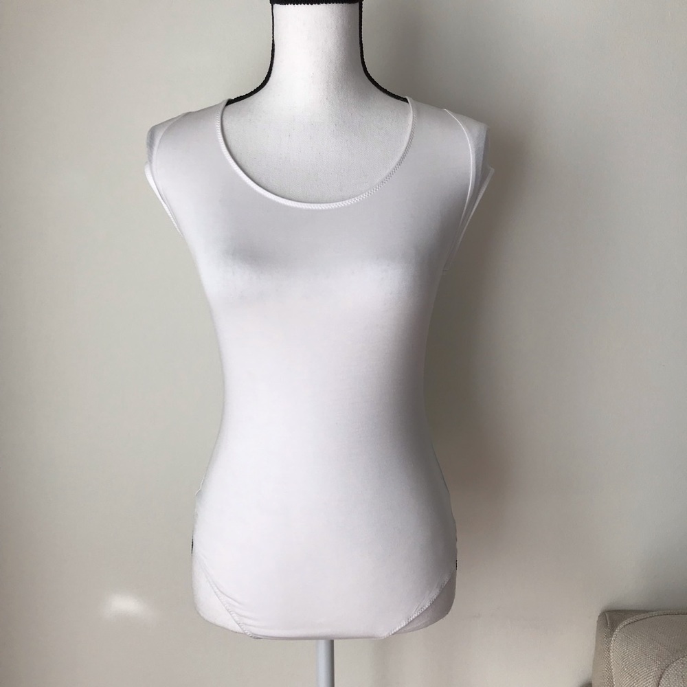 Free People White Lace Up Back Bodysuit